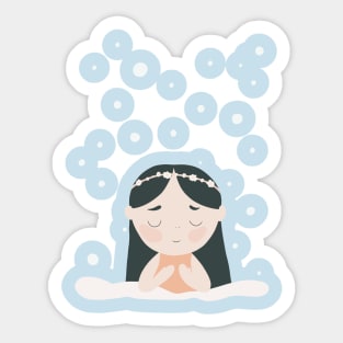 Dreamy black haired girl Sticker